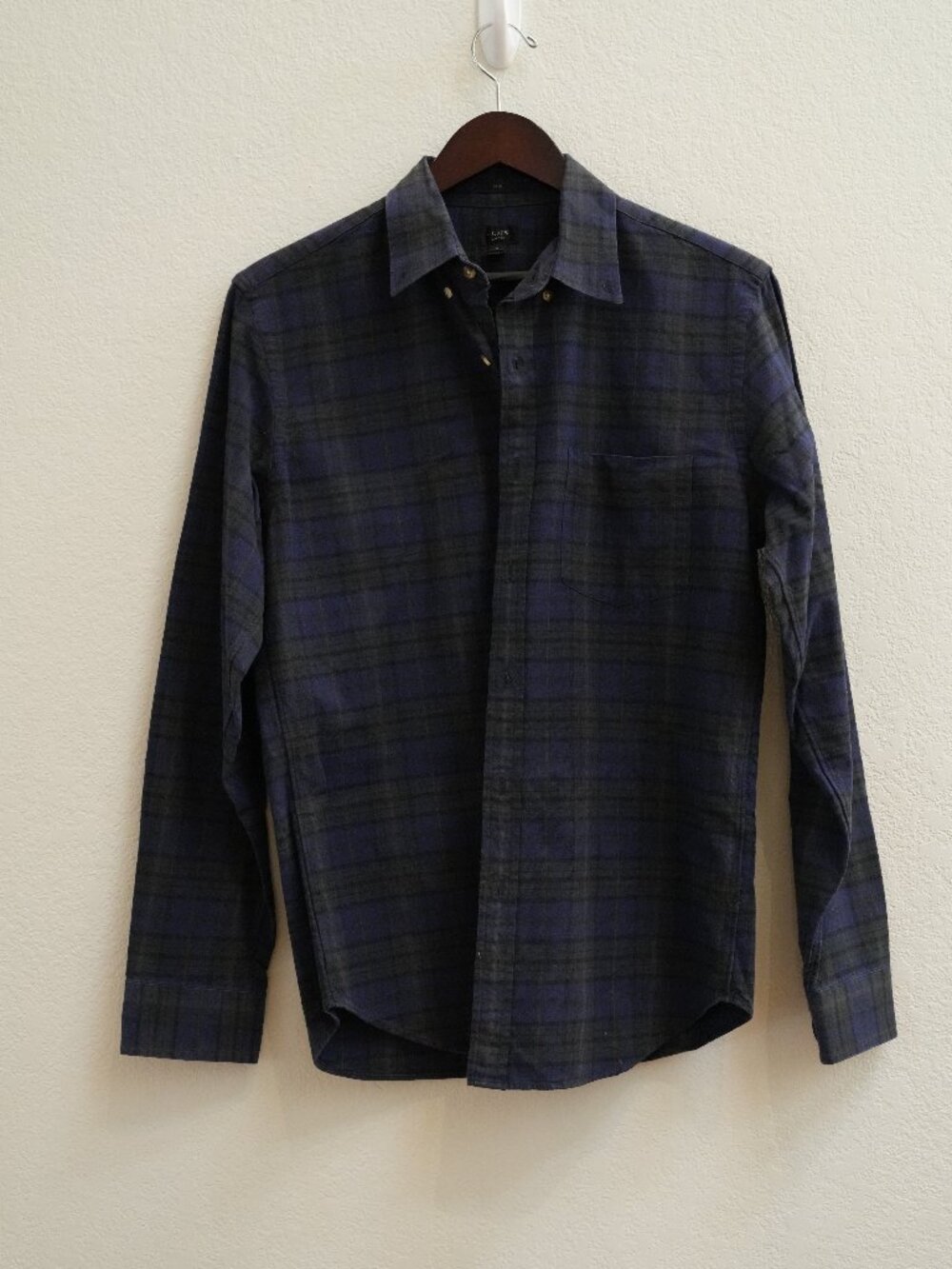 J.Crew Slim Oxford Shirt Men's M Black Watch Tartan Plaid Navy Green Button Down